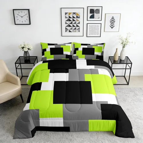 Miniatura 12 de Castle Fairy Juego de edredón con estampado azteca occidental, juego de ropa de cama geométrica a rayas marrones para niños y adolescentes