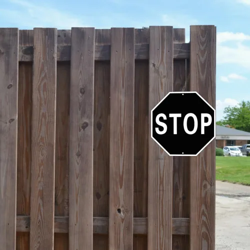 Miniatura 5 de Decoración clásica de letrero de carretera negro STOP – 12 x 12 pulgadas de aluminio con impresión UV ultra duradera para interiores y exteriores