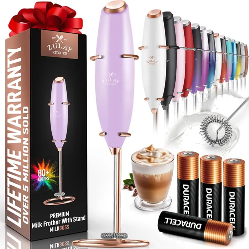 Miniatura 325 de Zulay Milk Boss Espumador de leche potente manual, hace espuma para latte, batidor para mezclar bebidas, café, miniespumador para capuchino, frappé