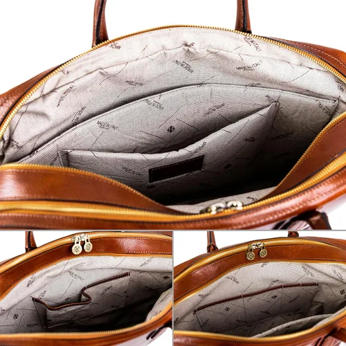 Miniatura 4 de Time Resistance Maletín de cuero Bolsa de cuero de grano completo para laptop de hasta 17 pulgadas para hombres y mujeres