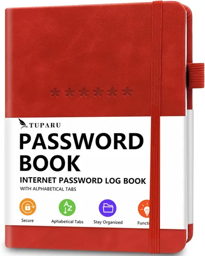 Miniatura 24 de Libro de contraseñas con pestañas alfabéticas - Organizador de direcciones de Internet y contraseñas de tapa dura - Cuaderno de contraseñas para Rosa