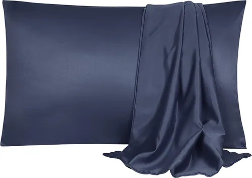 Miniatura 13 de uxcell Paquete de 2 fundas de almohada de satén de seda para cabello y piel, frescas, sedosas, suaves y transpirables, tamaño estándar de 20 x 26