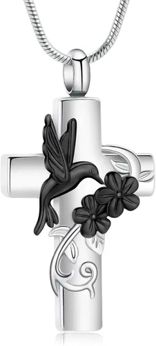 Miniatura 18 de Cross Hummingbird Urn Necklace for Ashes Flower Ashes Pendant Memorial Necklace Cremation Jewelry Ashes Keepsakes Necklace Gift for Loss of Loved