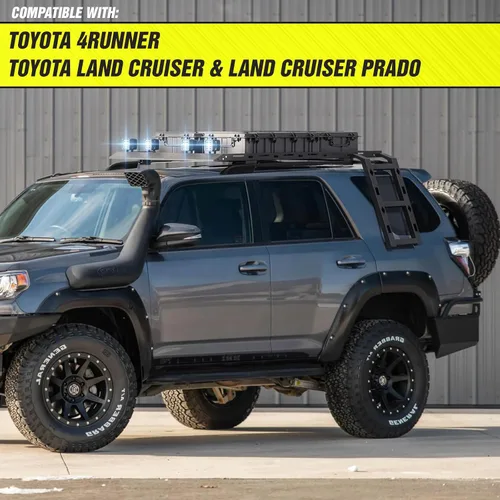Miniatura 2 de YZONA Portaequipajes para techo rígido con escalera y 4 luces LED, compatible con Toyota 4Runner / Land Cruiser & Prado de 4 puertas, portaequipajes