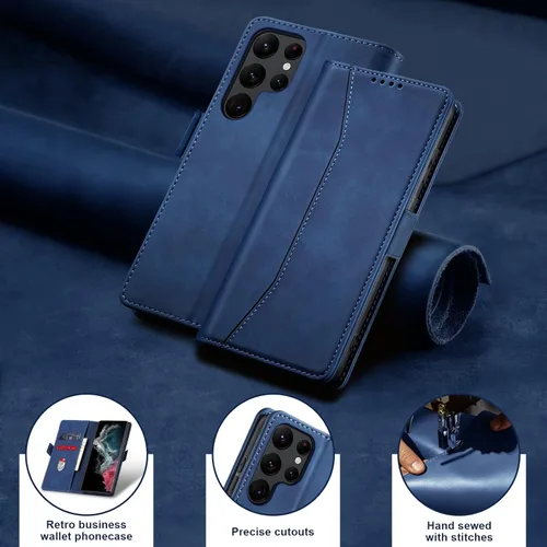 Miniatura 7 de Jasonyu Funda tipo cartera con tapa para Samsung Galaxy S22 Ultra 5G, funda tipo folio magnética de cuero con tarjetero, función atril - funda