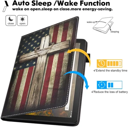 Miniatura 3 de Funda para tableta Amazon Kindle Fire 7 (pantalla de 7 pulgadas, 12ª generación, versión 2022), funda de piel sintética prémium con función