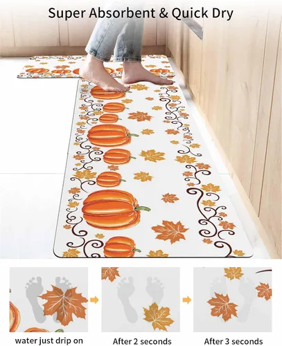Miniatura 4 de Tapete de baño de calabaza naranja para bañera, antideslizante, de secado rápido y absorbente, tierra de diatomeas, fregadero de ducha, lavable