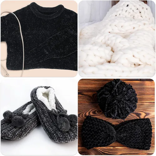 Miniatura 4 de Xinnun 12 madejas 1116 yardas hilo de felpilla de terciopelo suave grueso de felpa a granel para crochet tejer manta manualidades DIY tejido, 6mm