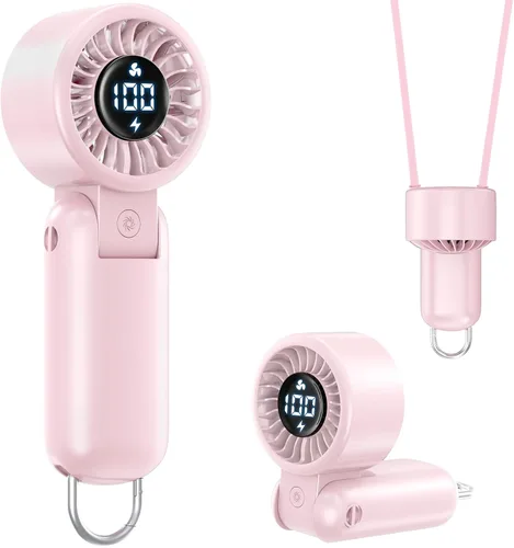 Miniatura 11 de Ventilador turbo portátil de mano con pantalla LED, refrigeración turboalimentada de 32 pies, larga duración, 5 velocidades de 4 onzas, ligero