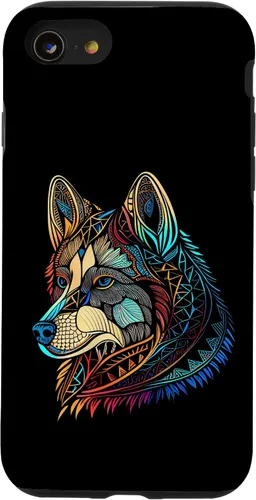 Miniatura 13 de iPhone 12/12 Pro Floral Flower Cute Dog Face Head Colorful Mandala - Funda Husky