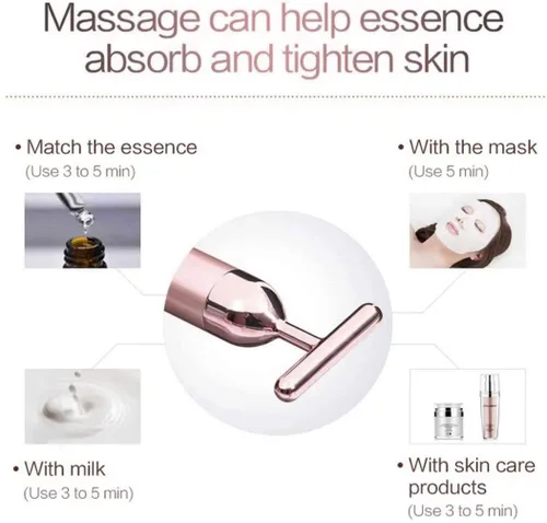 Miniatura 4 de GOODYBUY - Masajeador facial de pulso dorado de 24 quilates, con forma de T, herramientas de masaje facial para piel sensible, estiramiento firme