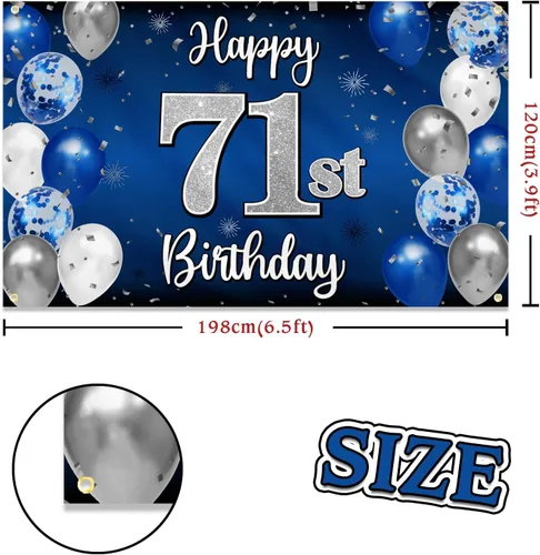 Miniatura 121 de Decoración de feliz cumpleaños 35, globo azul y plateado de 35 años, cartel grande de telón de fondo de cumpleaños, suministros para fiesta de 35th