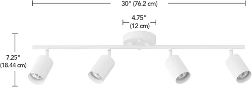 Miniatura 7 de GLOBE Electric 57011 Iluminación de riel de 4 luces, acabado blanco mate, cabezales cilíndricos ajustables, base GU10, regulable, diseño moderno