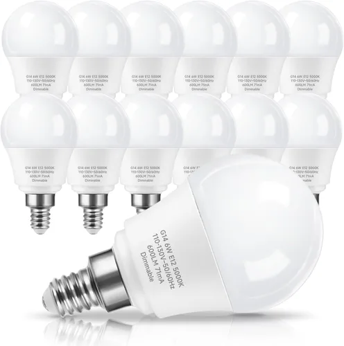 Miniatura 8 de Bombilla LED E12 regulable, 6 W, equivale a 60 W, bombilla candelabra A15, bombilla LED para ventilador de techo, candelabros, apliques de pared