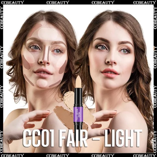 Miniatura 2 de CCbeauty Barra de contorno mate 2 en 1, barra corrector de doble resaltado, kit de resaltado y contorno, barras bronceadoras para maquillaje