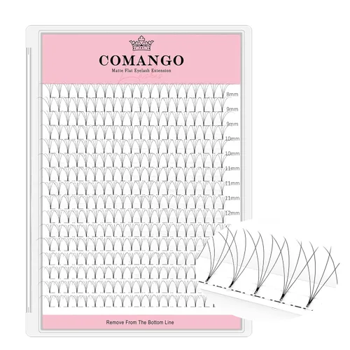 Miniatura 46 de CoMango Extensiones de pestañas de volumen 3D/4D/5D/6D/10D, grosor de 0.003 in, rizo C/D, tallo corto de 0.315-0.591 in, extensiones de pestañas