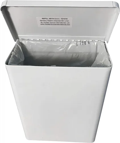 Miniatura 10 de S.A.C. SOCIALLY ACCEPTABLE CONTAINMENT Receptáculo para Servilletas Sanitarias, Montaje en Superficie, Acero, Medidas: 7 ½ " w x 9 3/4" H x 4" D