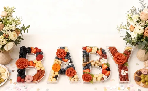 Miniatura 8 de Letras grandes de acrílico transparente rellenables para baby shower con pinzas para alimentos, letras reutilizables para revelación de género