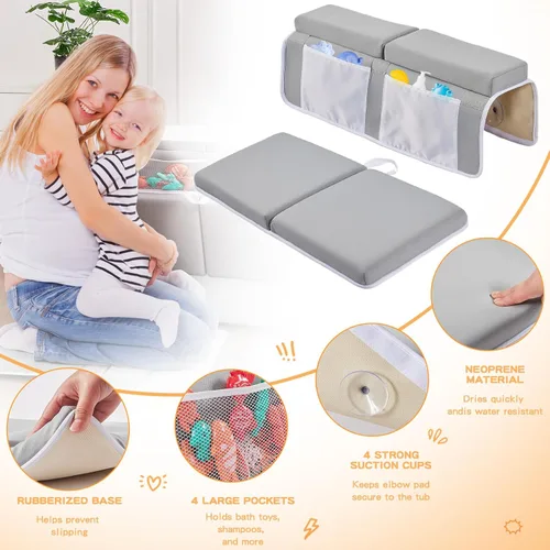 Miniatura 6 de Juego de almohadillas de baño para rodillas y codos, gruesa y suave de secado rápido para el baño del bebé, espuma viscoelástica con organizador