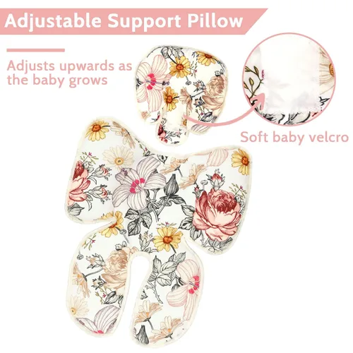 Miniatura 4 de Soporte floral para la cabeza y el cuerpo del asiento de automóvil, inserto reversible 2 en 1, cojín suave para asiento de automóvil, cochecito
