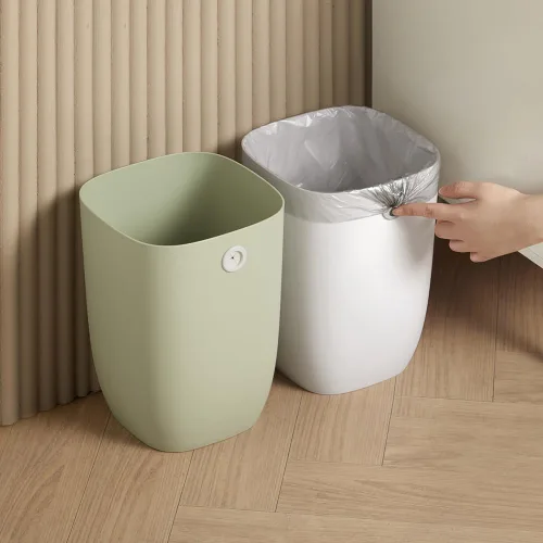 Miniatura 4 de Cubo de Basura para Baño, Cubo de Basura Rectangular de Plástico con Soporte para Forro de Basura para Dormitorio, Sala de Estar, Pequeña Cesta