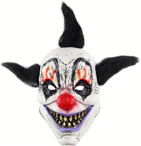 Miniatura 3 de Máscara de payaso de terror, máscara de payaso malvado de miedo, disfraz de Halloween, espeluznante diablo, zombi, fantasma, mueca de fantasma