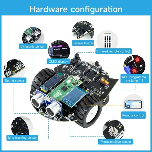 Miniatura 3 de Yahboom Raspberry Pi Pico2 Smart Robot Car Starter Programación Robot Kit DIY MicroPython Electrónica Científica Programación Proyecto Kit