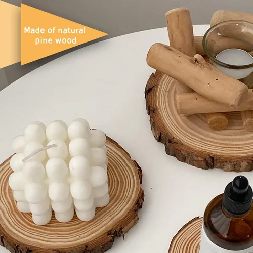 Miniatura 4 de FSWCCK 17 piezas de rebanadas de madera sin terminar para centros de mesa, 5.1-5.5 pulgadas, discos naturales redondos con corteza de árbol