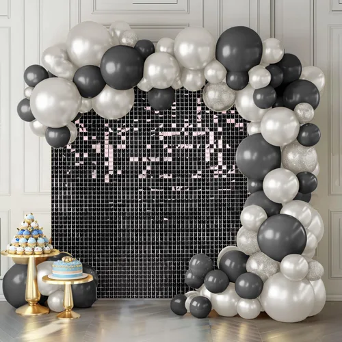 Miniatura 15 de Telón de fondo de pared brillante color rosa intenso, 12 piezas de lentejuelas cuadradas brillantes decoración de fondo de pared para fiesta