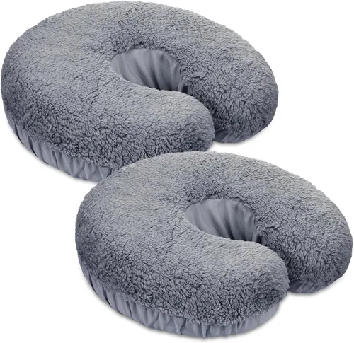 Mixweer 2 fundas de almohada para reposacabezas de mesa de masaje de forro polar de 14.6 x 13 pulgadas, almohadilla de almohada para reposacabezas
