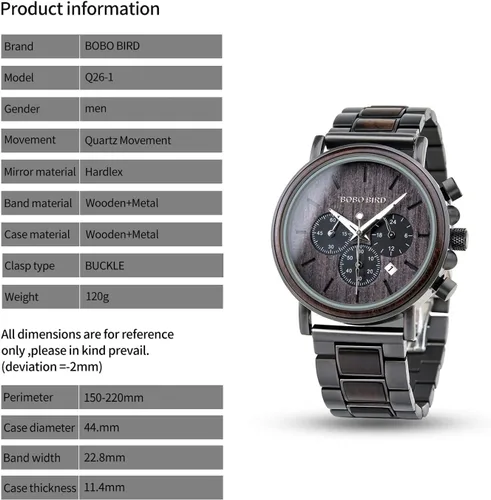 Miniatura 5 de 2win Reloj de madera grabado para novio, mi hombre, prometido, marido, relojes de madera personalizados para hombres, cumpleaños, aniversario, reloj