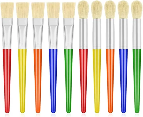 10 piezas de pinceles de pintura para niños, pinceles de pintura Anezus para niños pequeños, pinceles grandes y gruesos para niños pequeños,