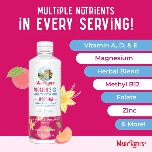 Miniatura 7 de MaryRuth Organics Multivitamínico para Mujeres 40+, Multivitamínico Femenino Liposomal, Suplemento de Apoyo Inmunológico, Suplementos de Energía