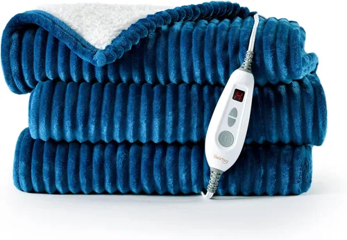 Miniatura 24 de Bearhug Manta eléctrica, 50 x 60 pulgadas, con 6 niveles de calefacción y apagado automático de 4 horas, lavable a máquina, de terciopelo suave a