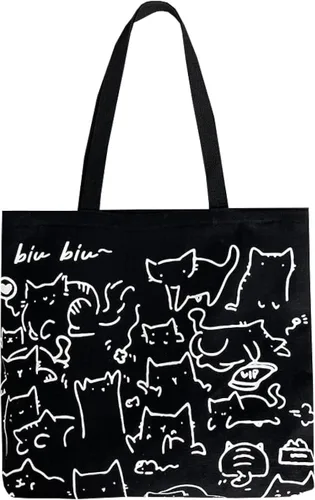 Miniatura 8 de Bonita bolsa de mano para mujer con cremallera, divertido bolso con gatos, perros, bolso grande de lona para el hombro