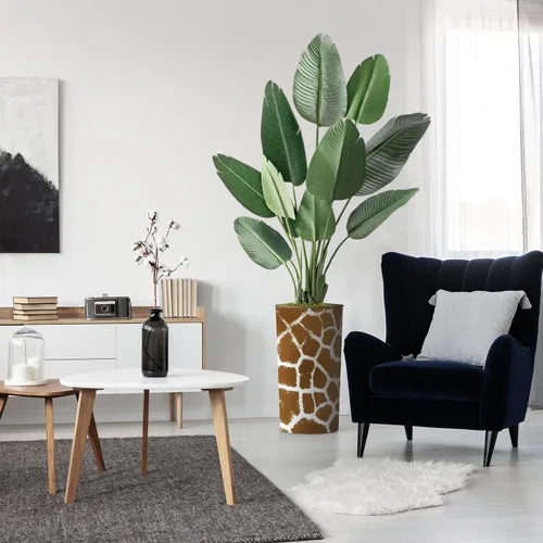 Miniatura 18 de Árbol artificial en maceta contemporánea, palmera tropical areca artificial de seda para decoración del hogar en interiores y exteriores, altura