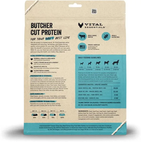 Miniatura 2 de Vital Essentials Alimento Crudo Liofilizado para Perros, Mini Medallones de Res, 14 oz