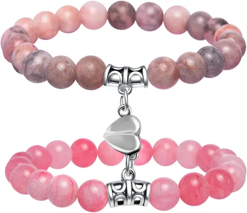 Miniatura 7 de Smilelife - Pulseras magnéticas de corazón de doble tamaño a juego para parejas, mejores amigos y familia - Regalos perfectos para padres e hija