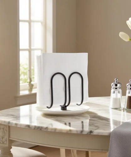 Miniatura 5 de VROOMIUM Servilletero para Mesa, Limpieza Sin Esfuerzo con Base de Cerámica, Peso de 1 lb, Servilleteros Negros para Servilletas de Papel