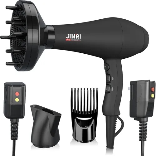 Secador de pelo - Secador de pelo iónico negativo de 1875 W para secado rápido, secador de pelo de bajo ruido con termo-control con boquilla, color