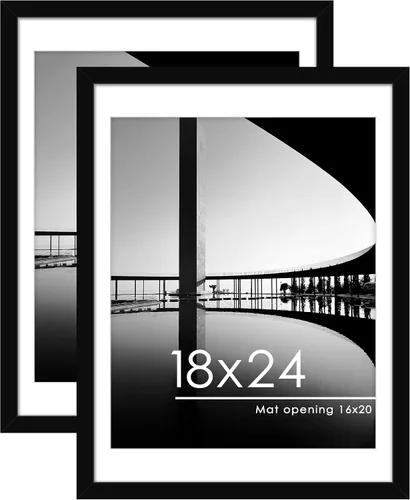 Miniatura 12 de PEALSN - Juego de 2 marcos de fotos de 12 x 18, muestra fotos de 11 x 17 con paspartú o 12 x 18 sin paspartú para montaje en pared, marcos para Negro