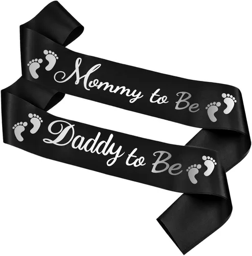 2 bandas negras para baby shower, para baby shower, regalos de fiesta de baby shower para nueva mamá, papá, suministros de revelación de género,