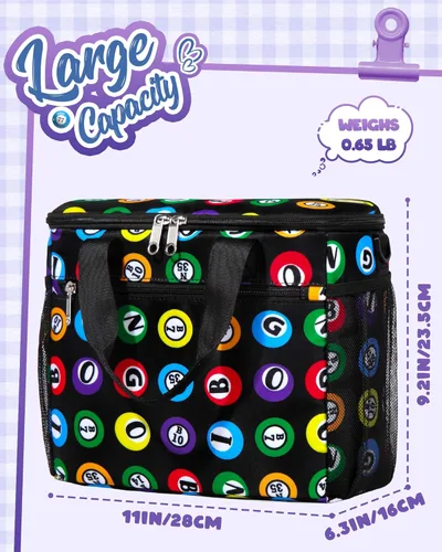 Miniatura 4 de Bolsa de Bingo para Marcadores, Rotuladores, Punteros con Bolsillos para Utensilios de Bingo (Negro/Verde)