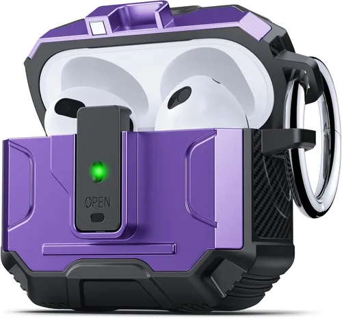 Miniatura 37 de DASFOND - Funda de armadura para AirPods de 2ª y 1ª generación, carcasa de cuerpo completo de grado militar a prueba de golpes, soporte de carga