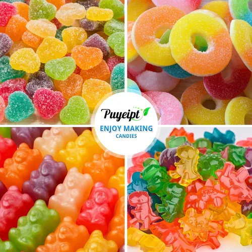 Miniatura 7 de Puyeipt 4 moldes de silicona para gomitas, 201 cavidades, antiadherentes, tamaño mini, para osos de goma, dinosaurios, corazones y donas, con 2