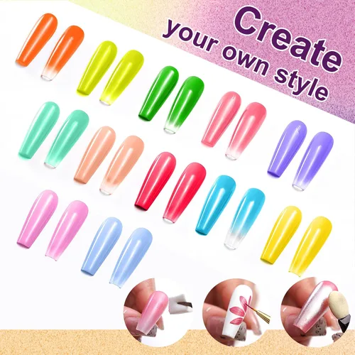 Miniatura 5 de Gel de pintura degradada, 12 colores brillantes, esmalte de uñas de gel degradado para uñas de pigmento Pat, uñas aura, manicura francesa, arte
