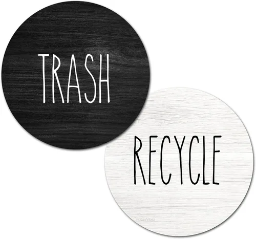 Imanes rústicos de reciclaje y basura para latas de basura de cocina y contenedores de reciclaje, combo de imanes de basura y reciclaje para botes