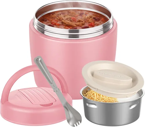 Miniatura 9 de Termo para Comida Caliente 32OZ, Frasco de Comida con Aislamiento al Vacío para Adultos, Termo de Sopa de Acero Inoxidable de Boca Ancha a Prueba