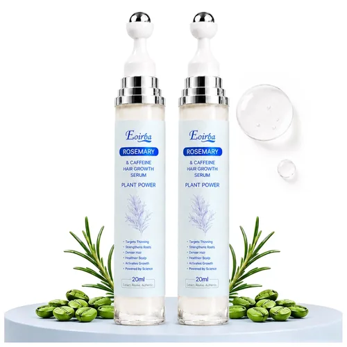 Sérum Roll On para el crecimiento del cabello – 3% aceite de romero, 2% cafeína, 2% niacinamida y complejo de bloqueo de DHT, suero para el cuero