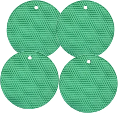 Miniatura 6 de 4 salvamanteles de silicona para ollas y sartenes calientes, almohadillas de aislamiento de grosor para manualidades antideslizantes (azul)